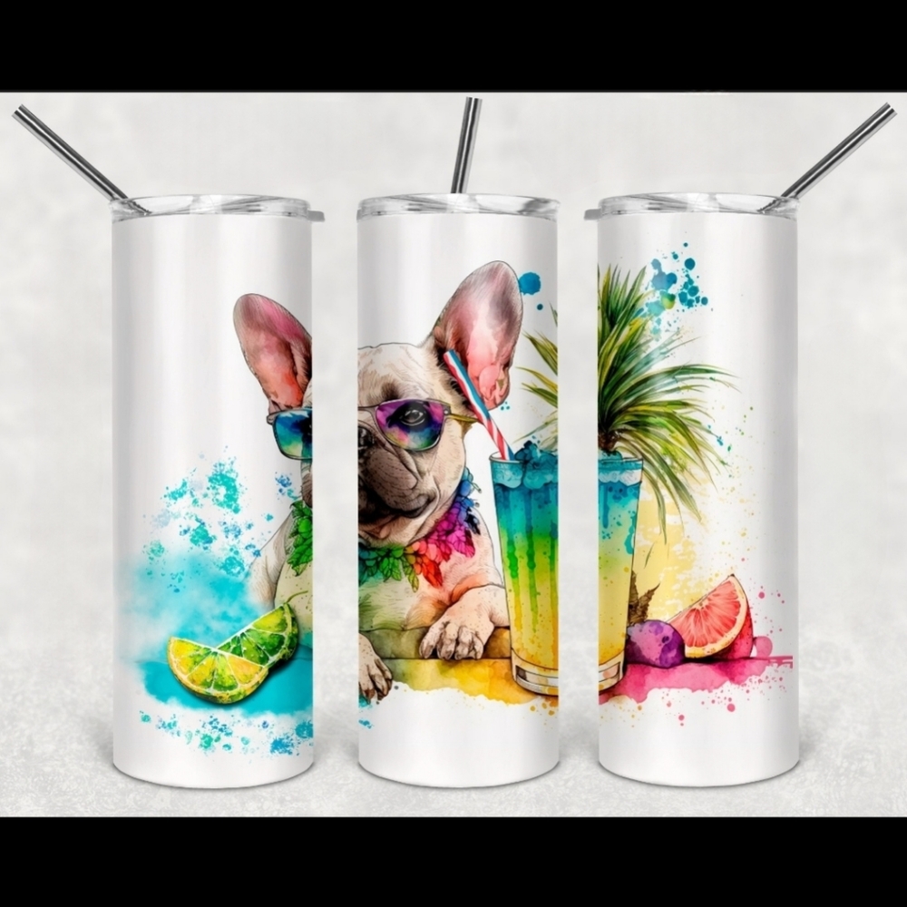 UV color change frenchie tumbler